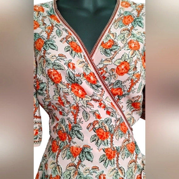 Max Studio | EUC Rose Floral Print Ruffle Sleeve Wrap High Low Dress | XS - Picture 5 of 13